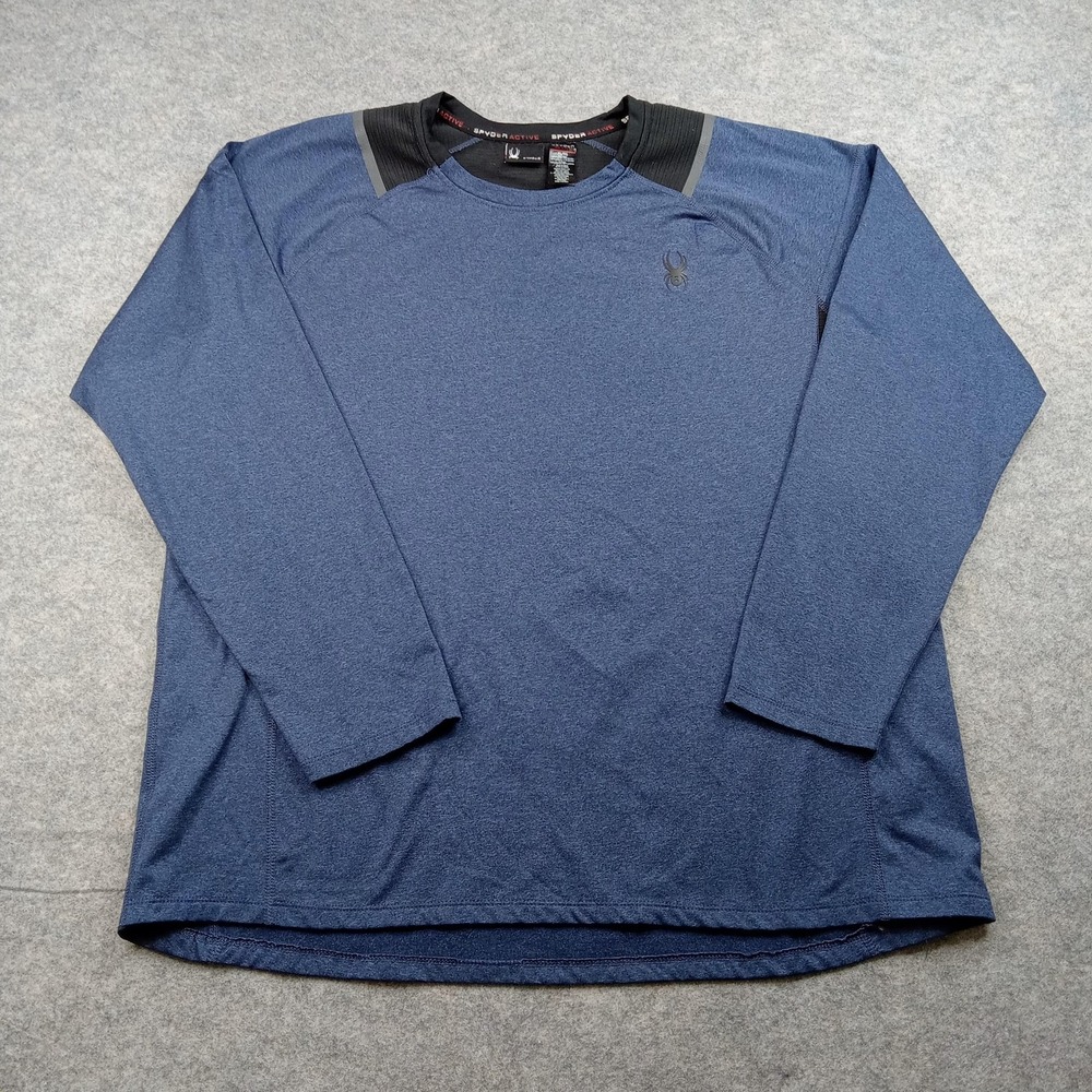 Spyder Shirt Mens XLT Blue Active Long Sleeve Crewneck Performance Athletic